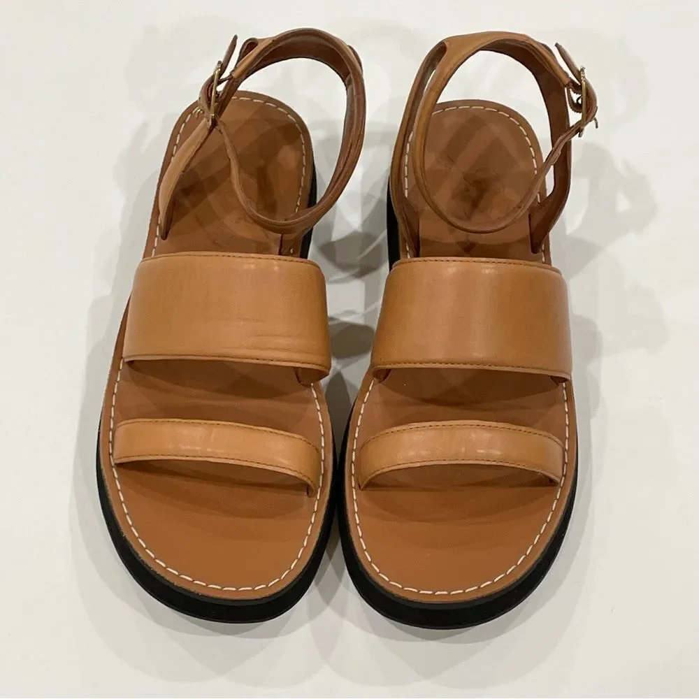 J. Crew, Leather Sandals, Tan, Size 8
